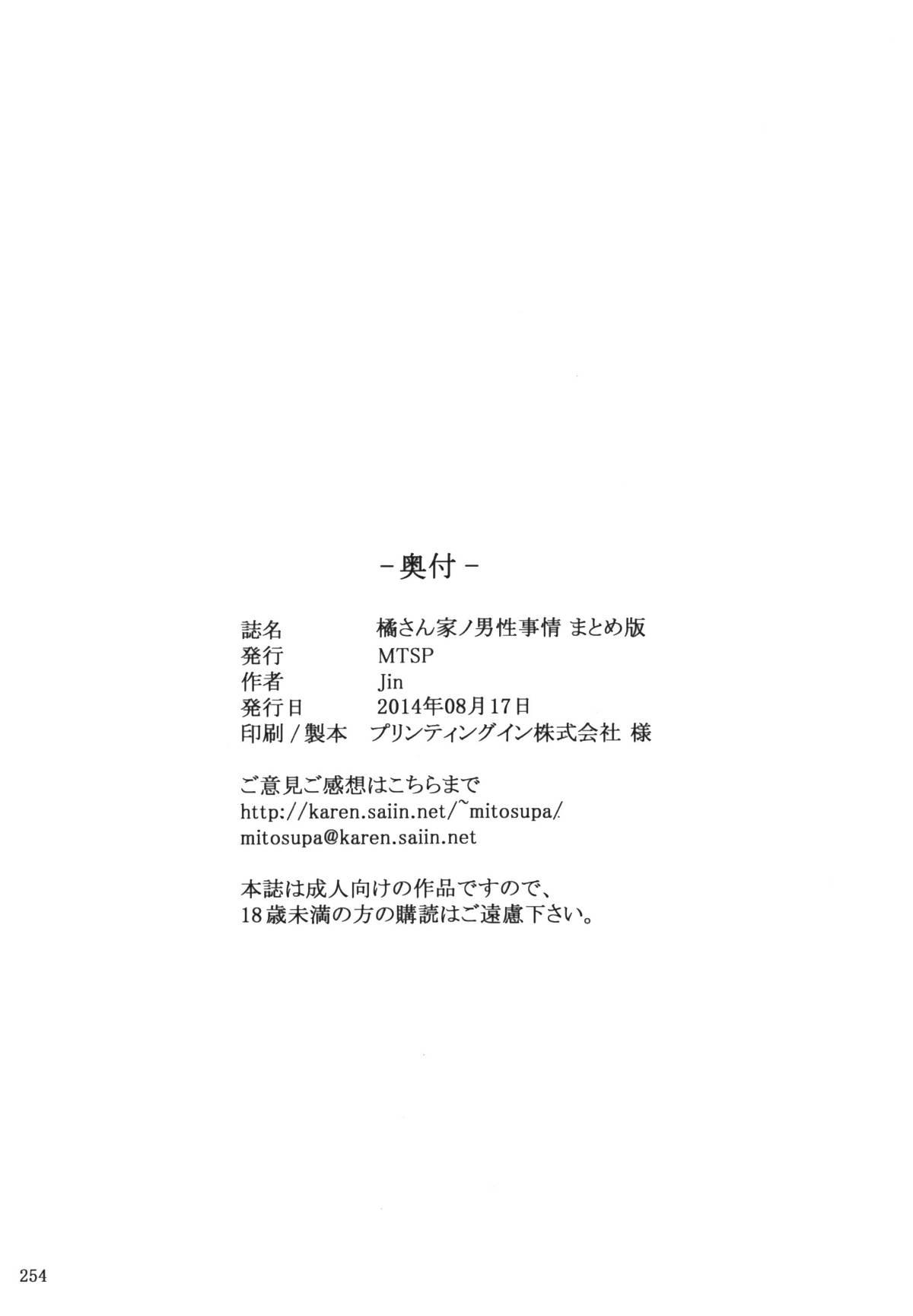 (C86) [MTSP (Jin)] Tachibana-san-chi no Dansei Jijou Matome Ban [Chinese] [天月NTR漢化組x配菜無修改圖] [Colorized] [Decensored] 257